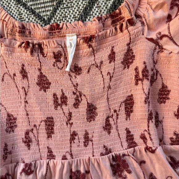 Daily Practice Anthro Smocked Tiered Maxi Floral Relaxed Lounge Boho Flowy Dress - Picture 6 of 7